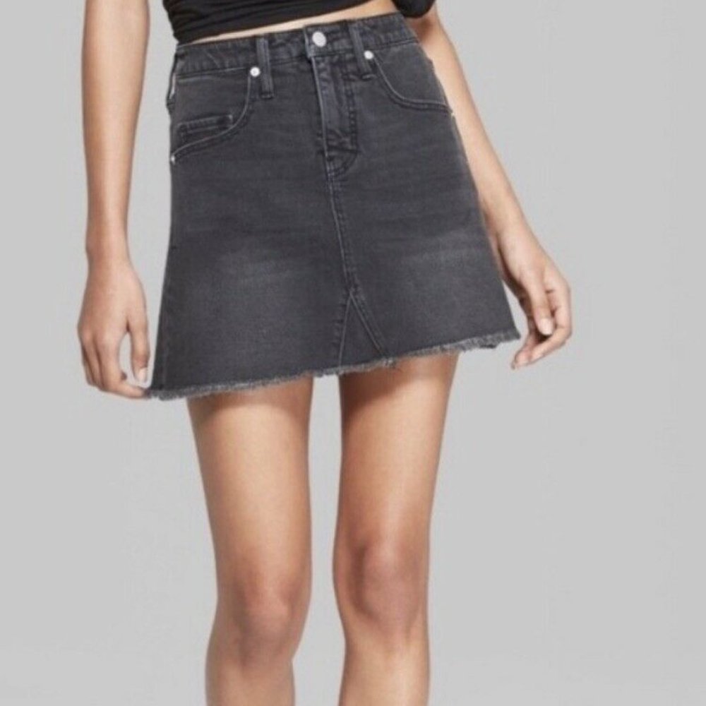 Black Denim Mini Skirt